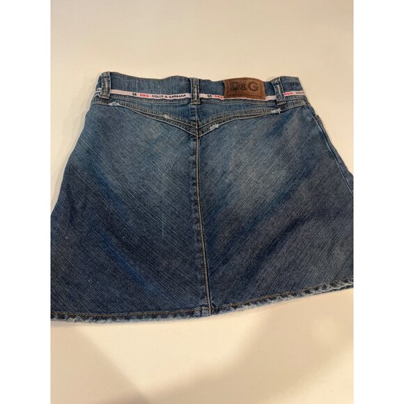 D&G Dolce & Gabbana Womens Distressed Denim Mini Skirt With Frayed Hem Size M - Picture 6 of 9